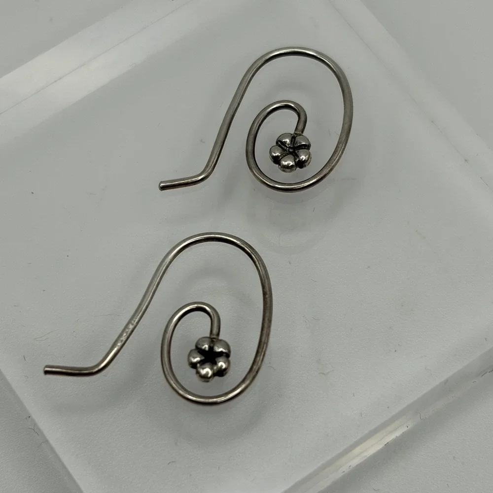 RETIRED Genuine PANDORA Compose Dangle EARRINGS FLOWER Medium POSTS Hooks 290603 - Picture 3 of 5